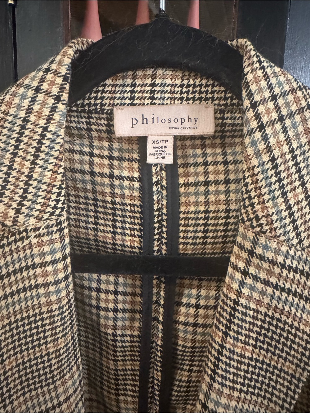 Philosophy Houndstooth Blazer in Beige, Black & Brown